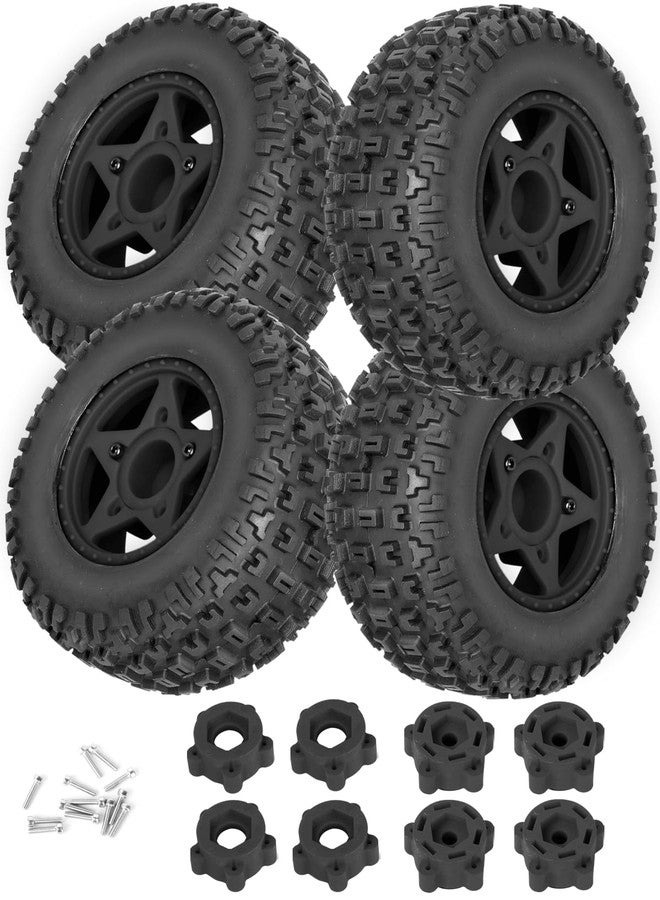 RCHuiWow RC 12mm/14mm Hex Wheels & Tires for 1/10 RC Scale Truck,RC Truck Tires for 1/10 Slash 2WD 4×4 Senton Axia1 L0SI Red cat Rc 4wd,4PCS,Black - Image 1